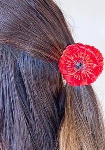 Red Poppy Flower Hair Claw Clip